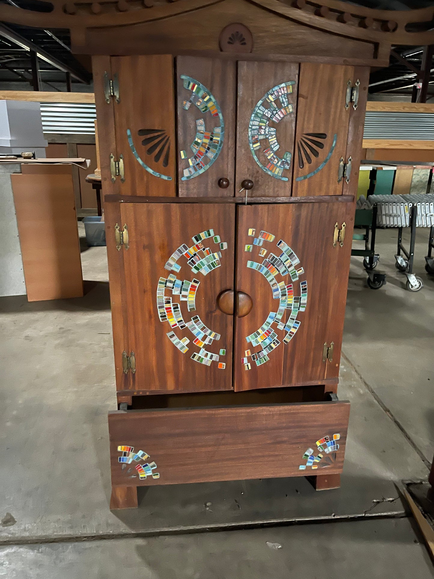 Vintage Mid-Century American Cabinet with inset glass tile