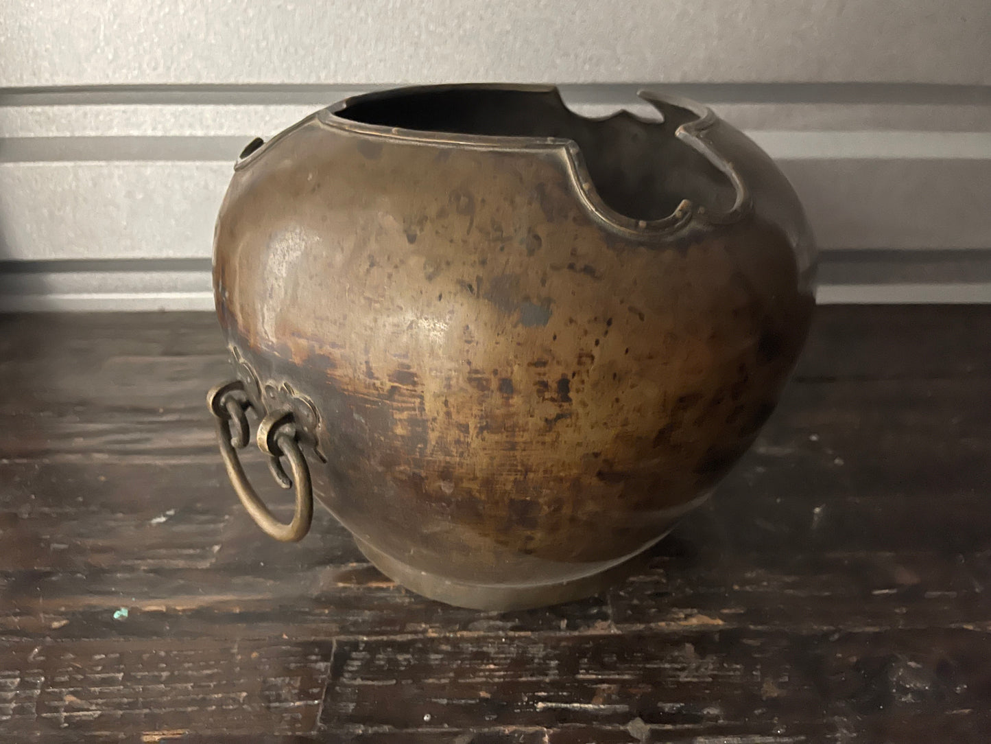 Antique Japanese fine quality metal vessel with handles