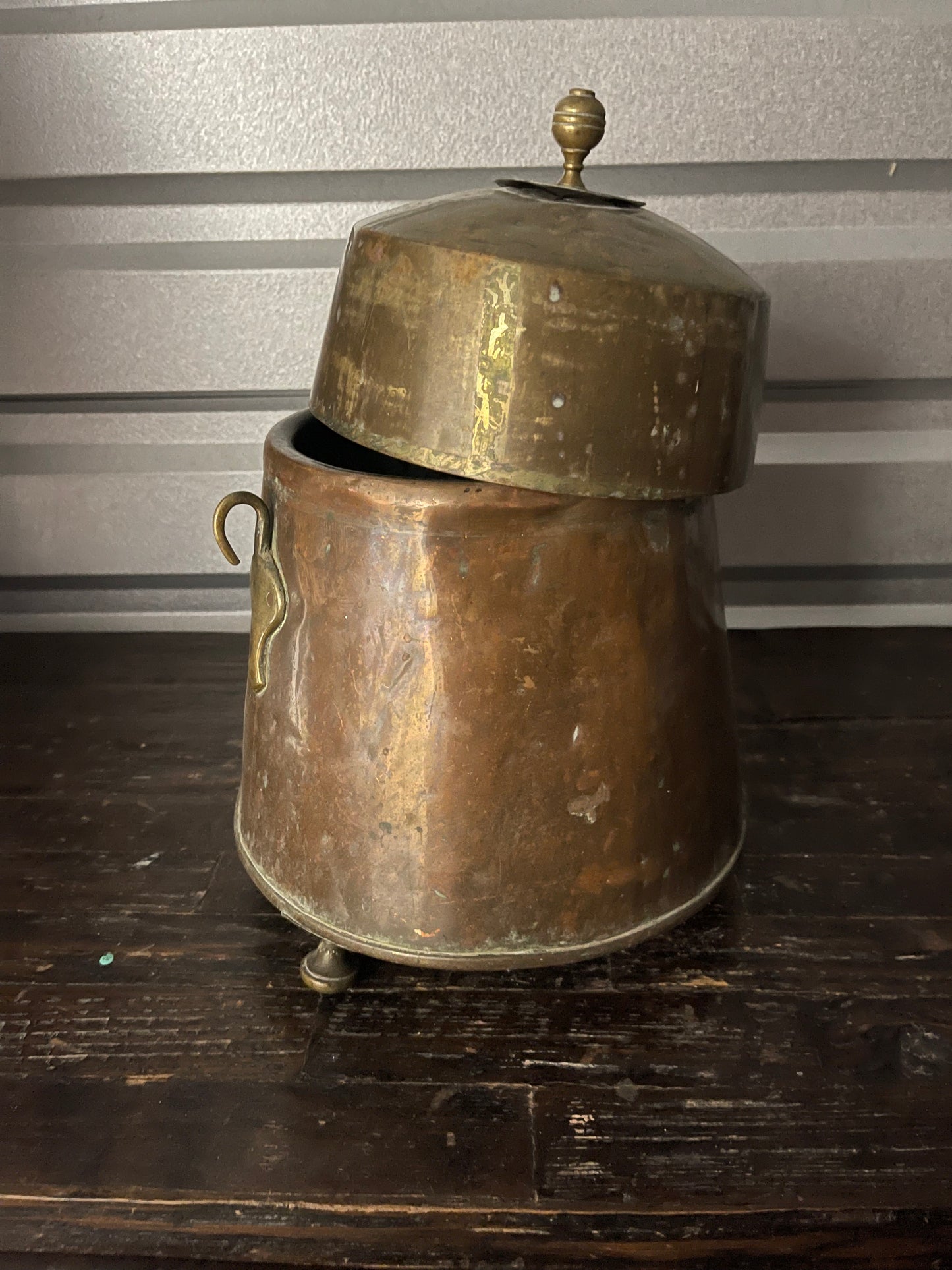Antique Russian Brass & Copper Hand-Hammered Large Vessel