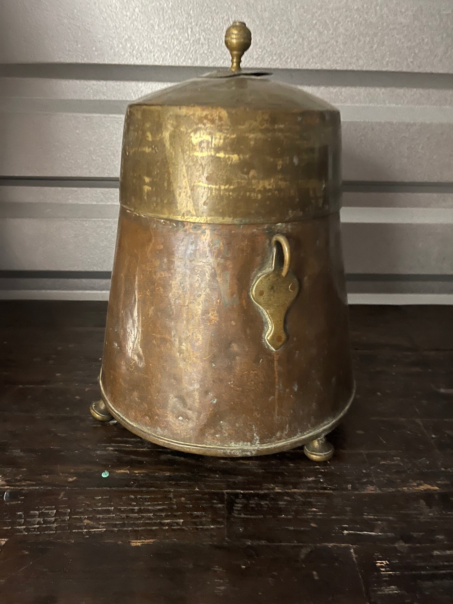 Antique Russian Brass & Copper Hand-Hammered Large Vessel
