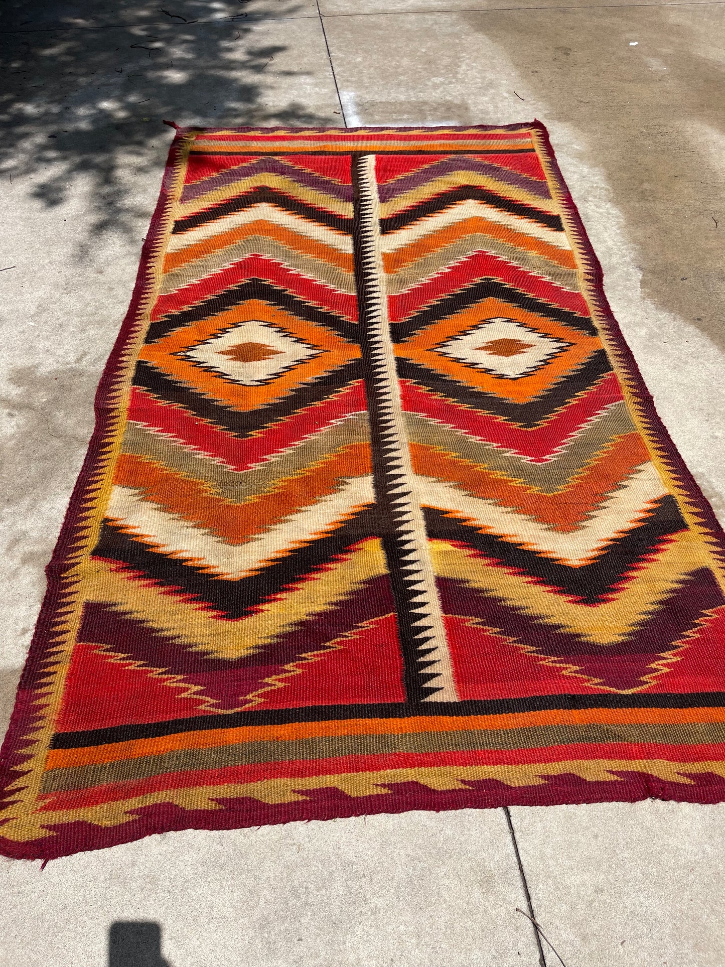 Antique Navajo Dine Transitional Eye Dazzler Rug, Circa 1885 - 1895