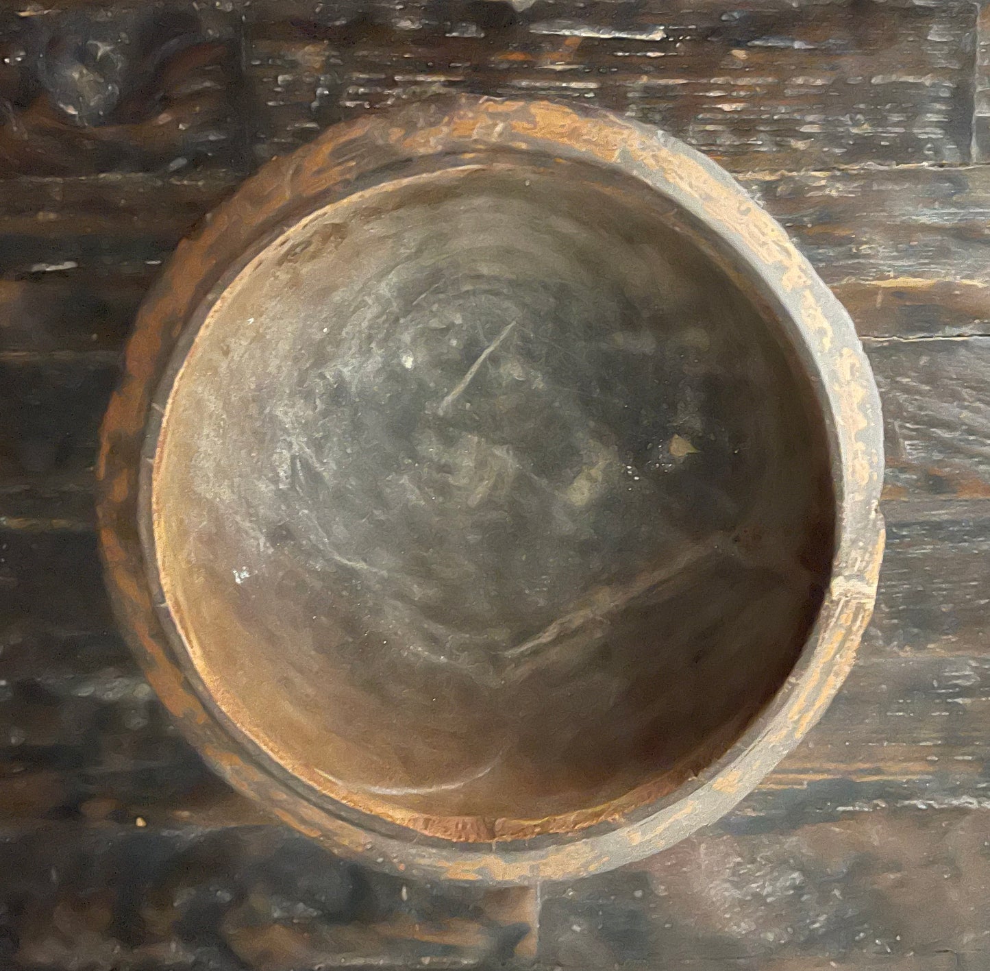 Antique Hand-Carved Solid Wood & Lacquer Spice Bowl