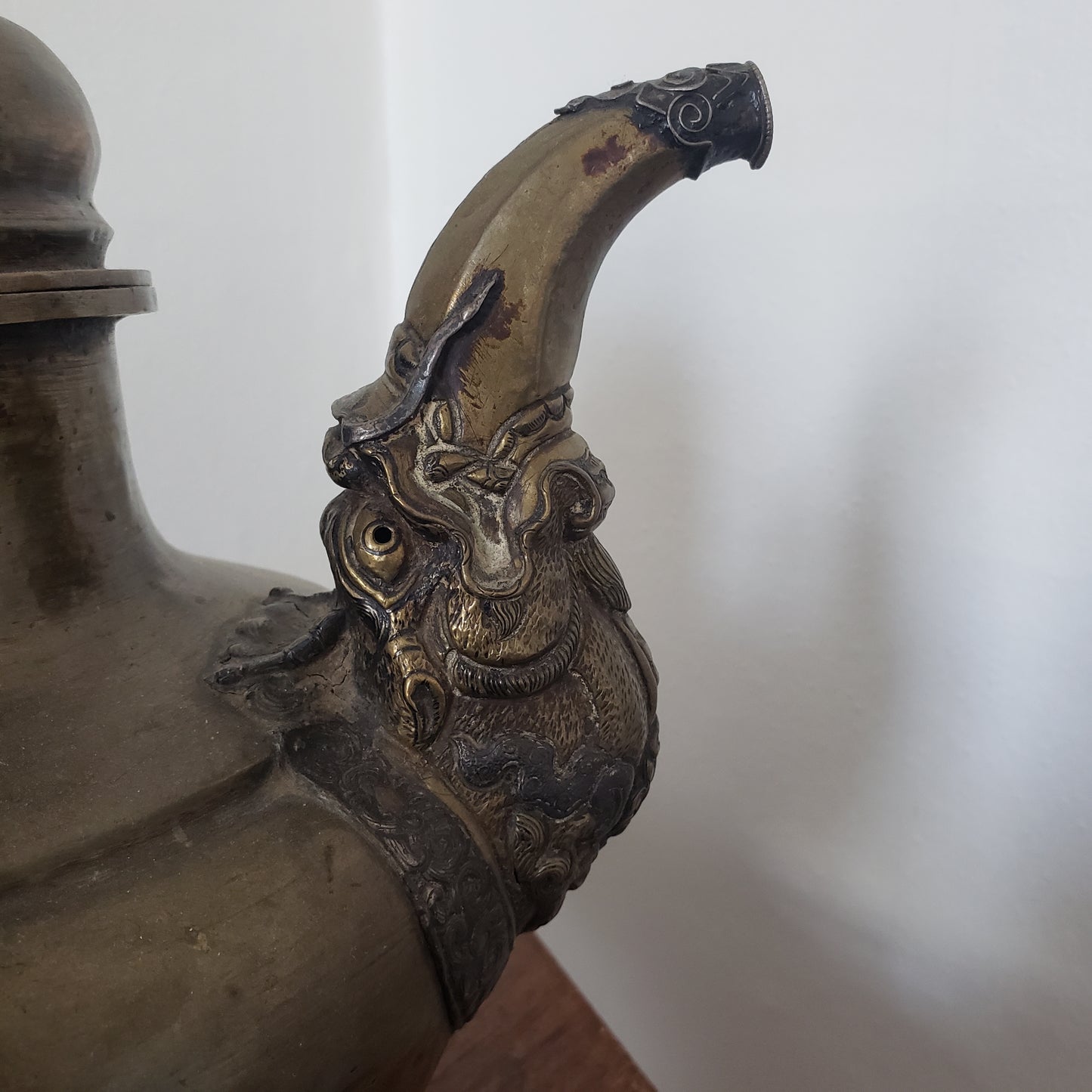 Antique Tibetan Tea-Pot with a Dragon spout and Handle