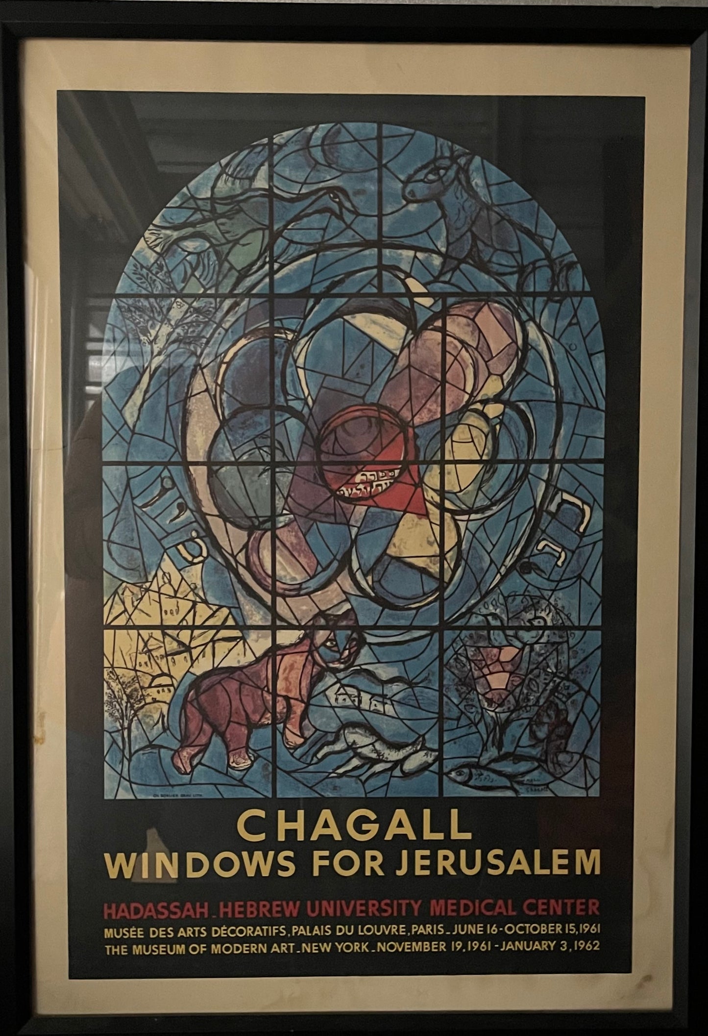 An original Marc Chagall poster 1961/62 titled “Windows for Jerusalem”