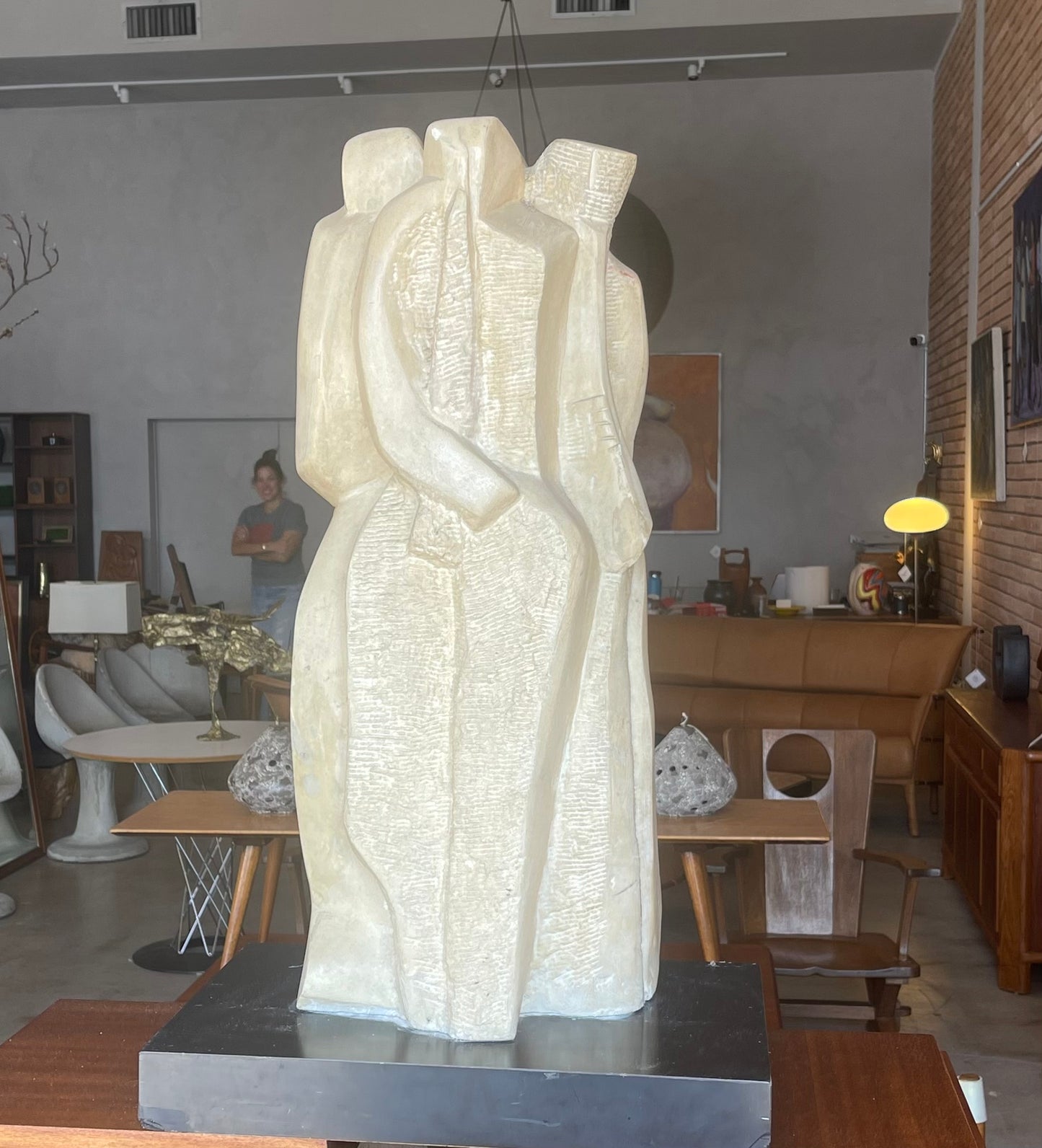 Mid-Century American Carved Cubist Stone Sculpture