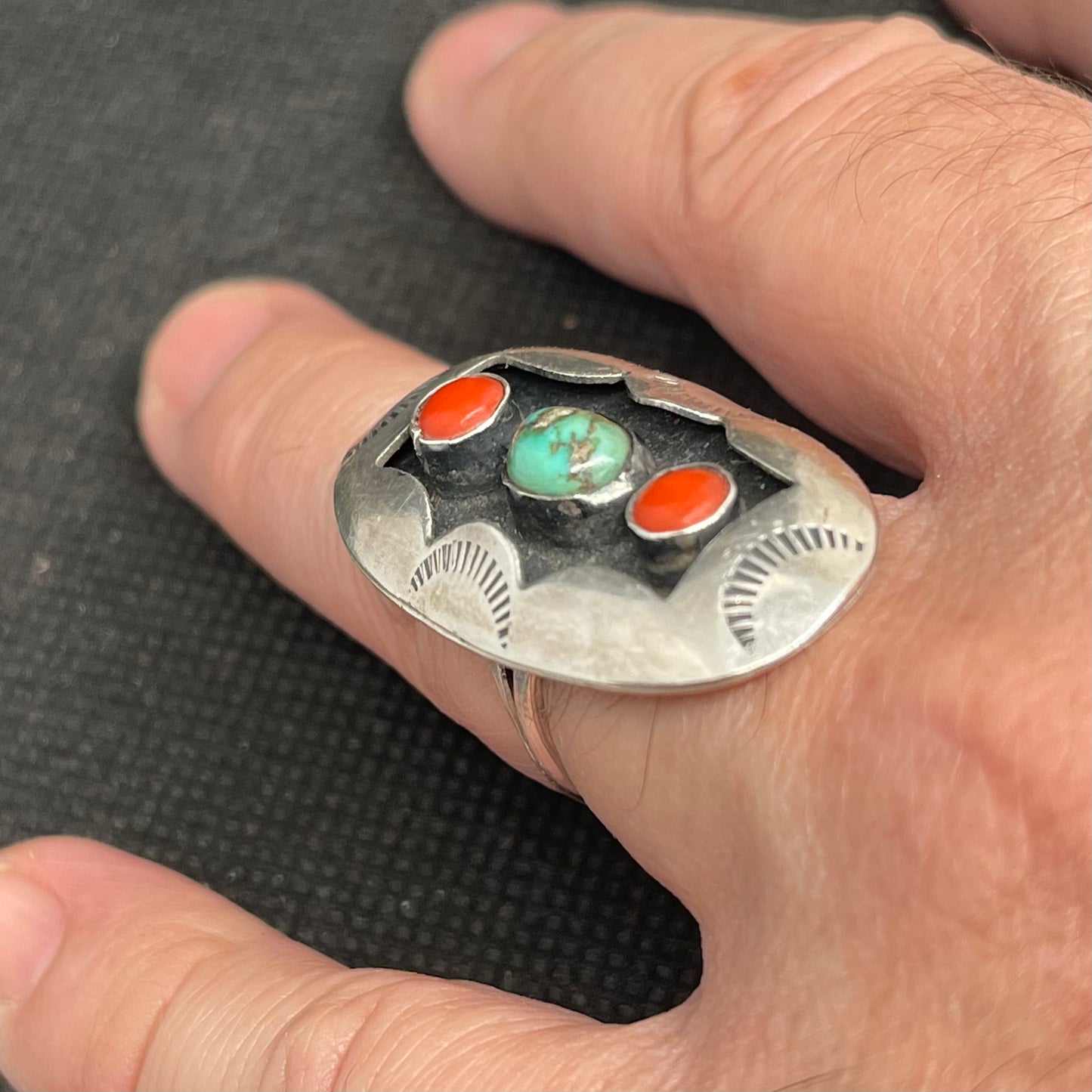 Vintage Native American Sterling Silver Shadow Box Ring,1970’s