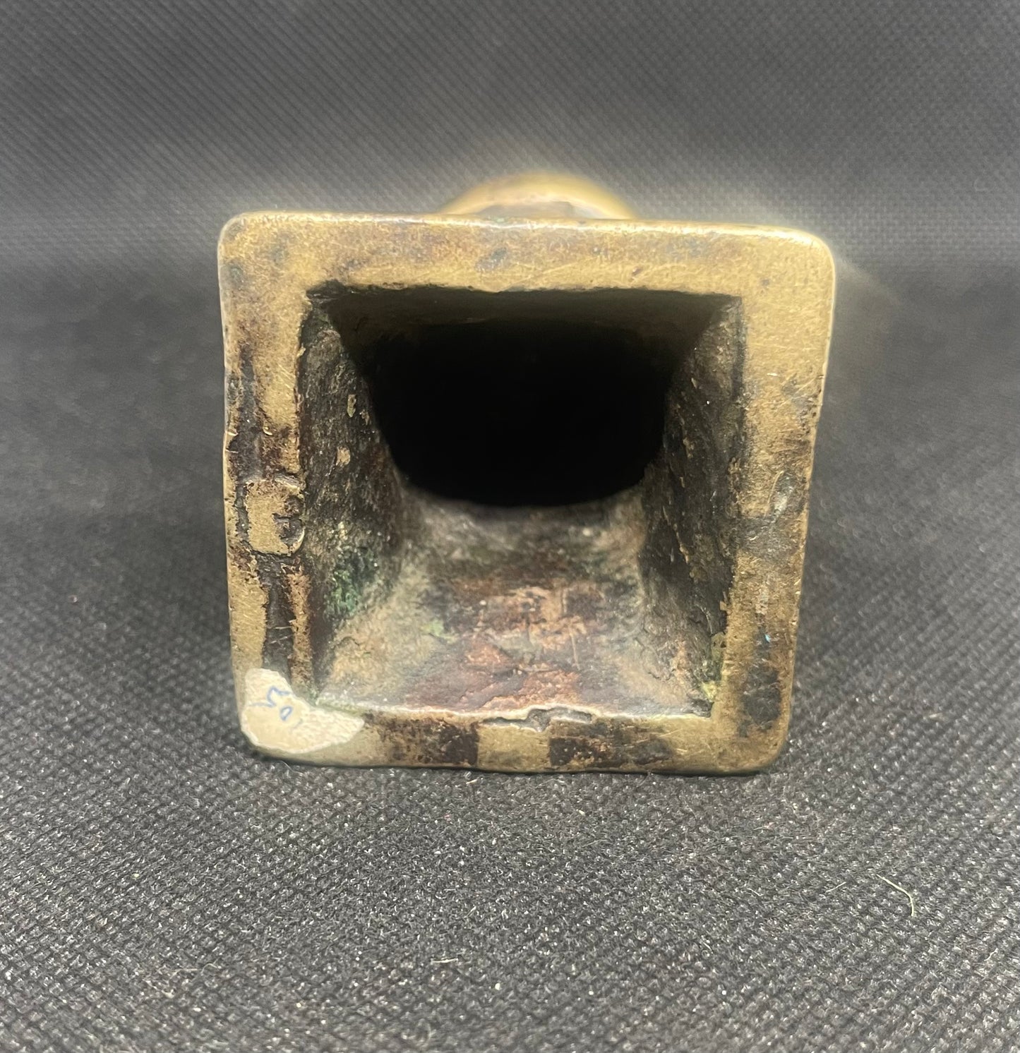 Antique cast ritual incense bowl on attached base