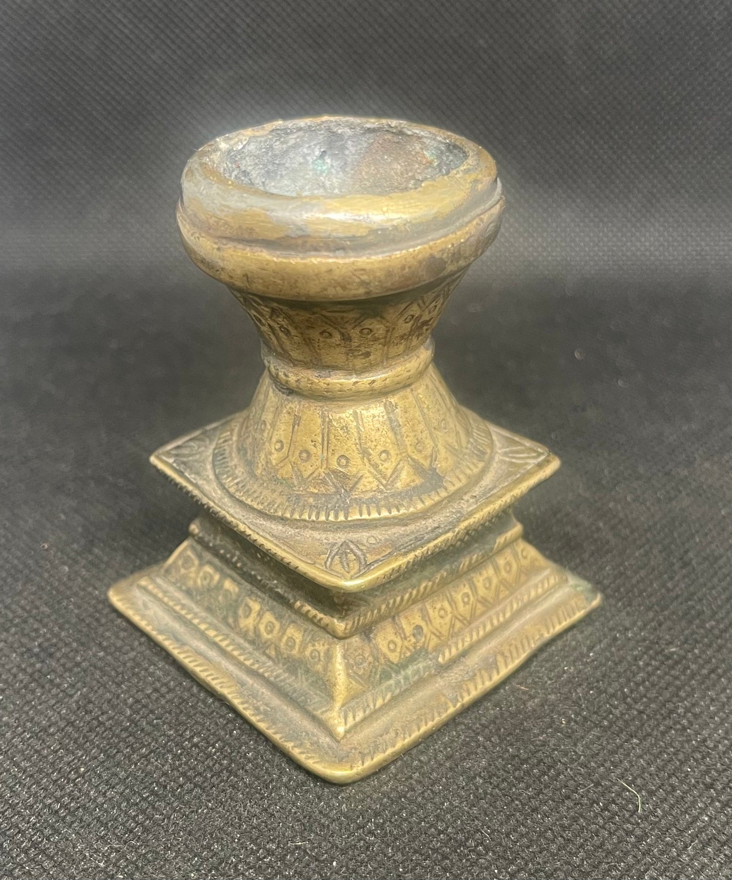 Antique cast ritual incense bowl on attached base