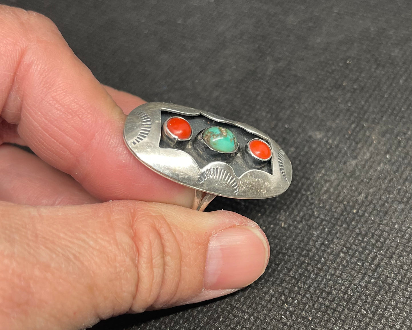 Vintage Native American Sterling Silver Shadow Box Ring,1970’s