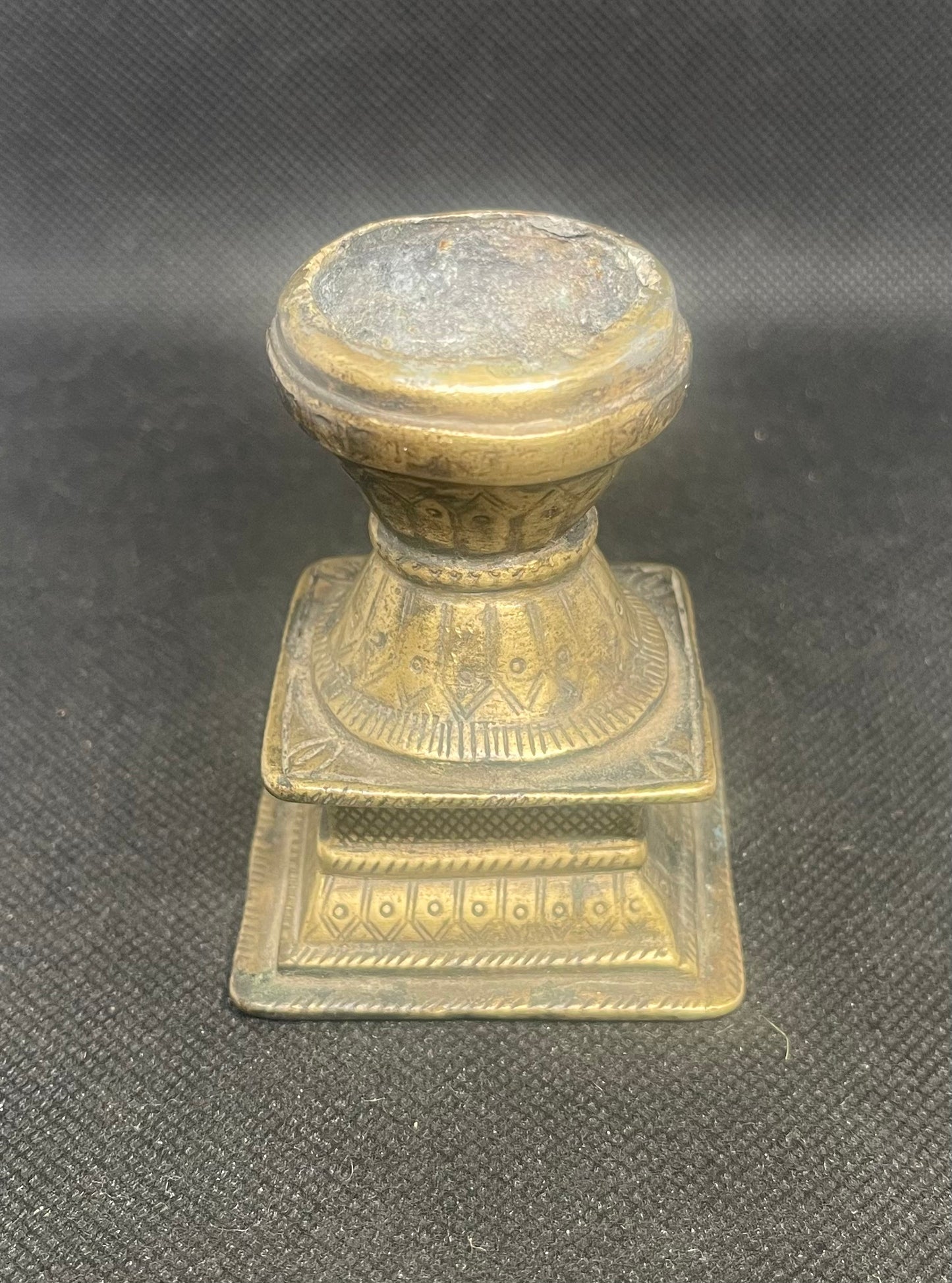 Antique cast ritual incense bowl on attached base