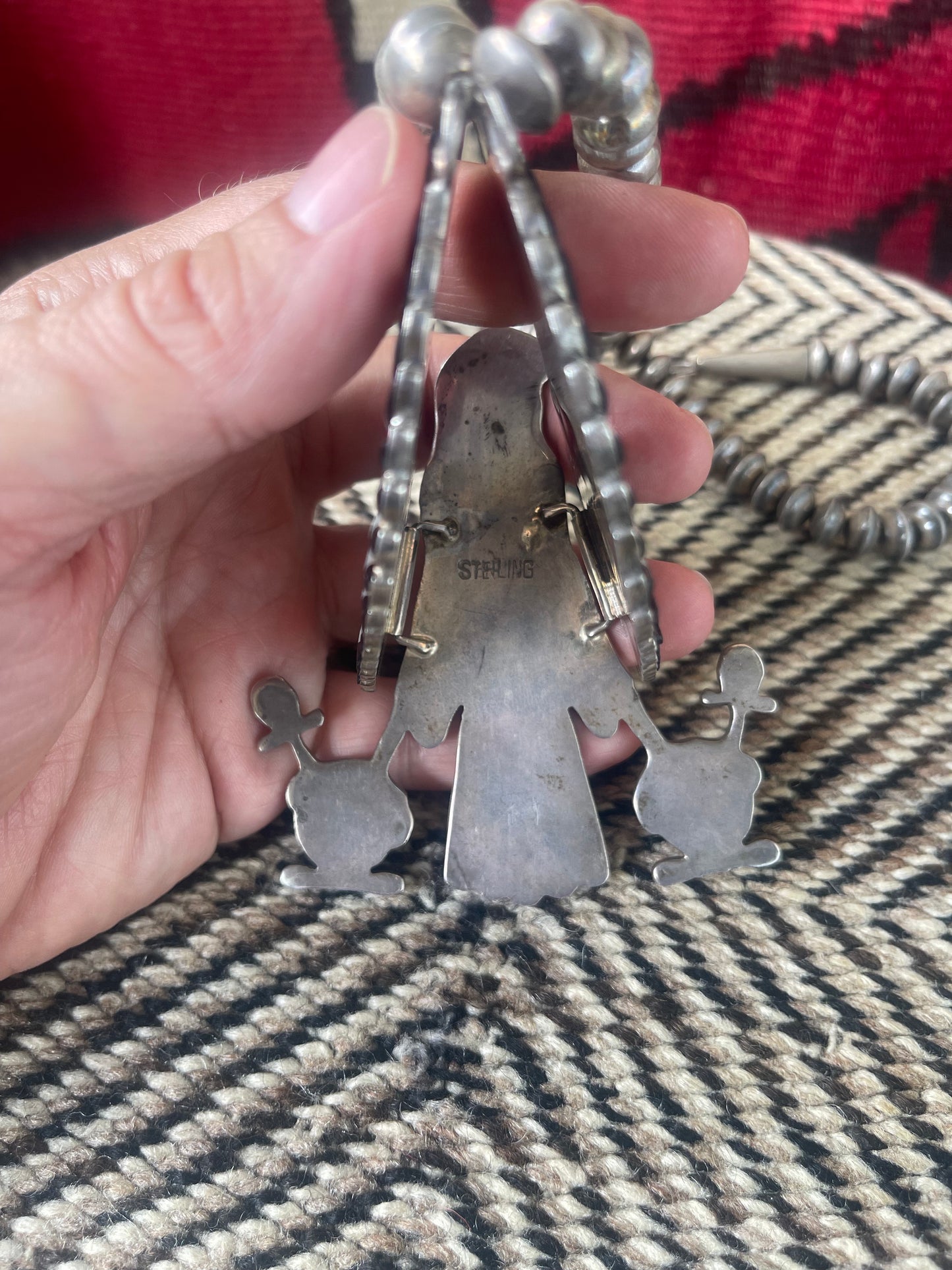 Vintage Sterling silver and inlaid stones in the form of a falcon with hinged and moveable wings