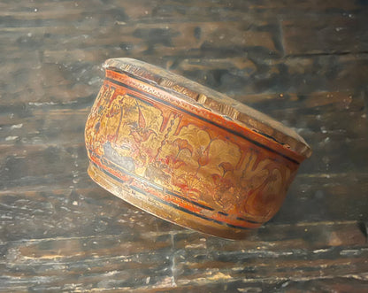 Antique Hand-Carved Solid Wood & Lacquer Spice Bowl
