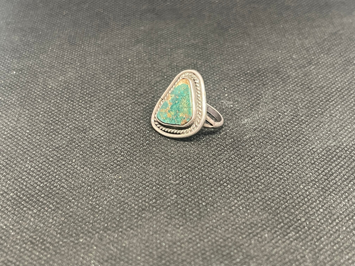 Great Navajo Dine Sterling Silver & Turquoise Fred Harvey era Ring
