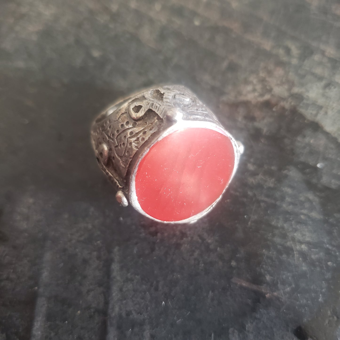 Antique Silver & Cornelian Chiefs Ring