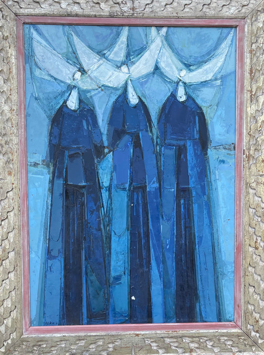 Vintage Mid-Century Original Oil on Board signed Lipkin