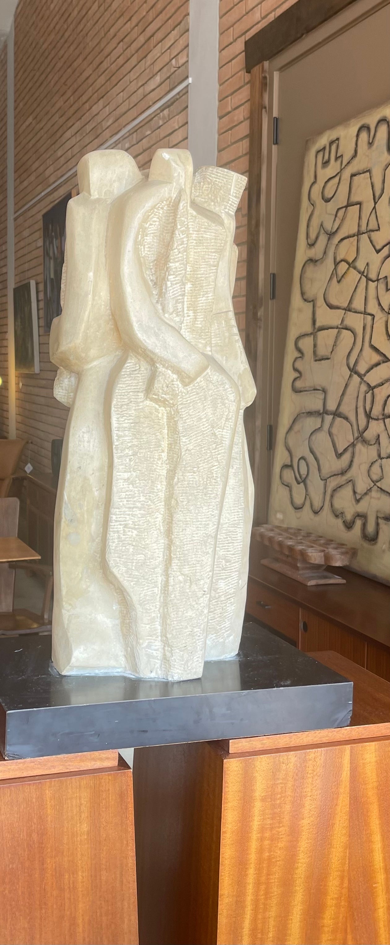 Mid-Century American Carved Cubist Stone Sculpture
