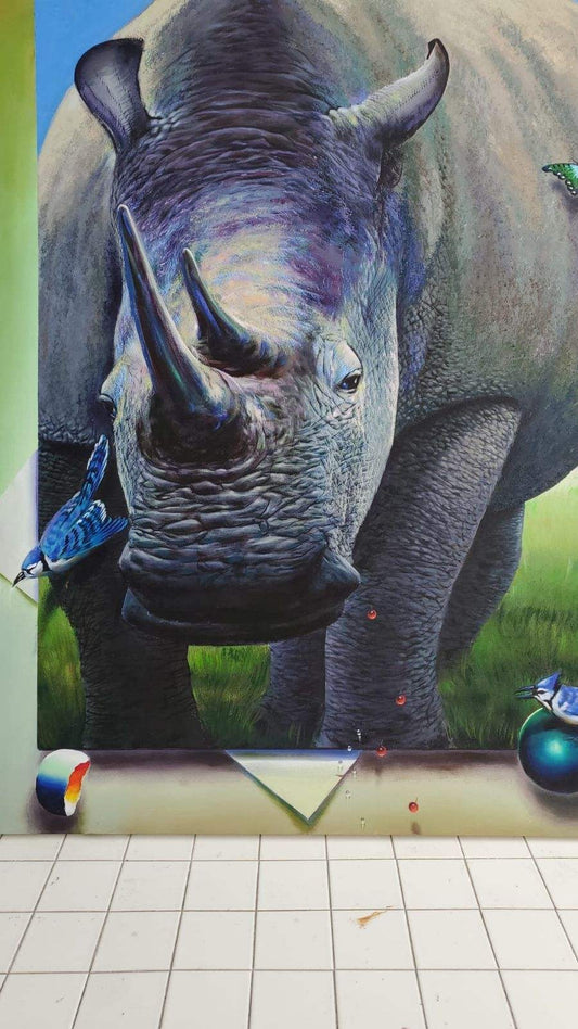 Original painting on canvas titled “Rhino” signed Ferjo