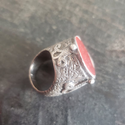 Antique Silver & Cornelian Chiefs Ring
