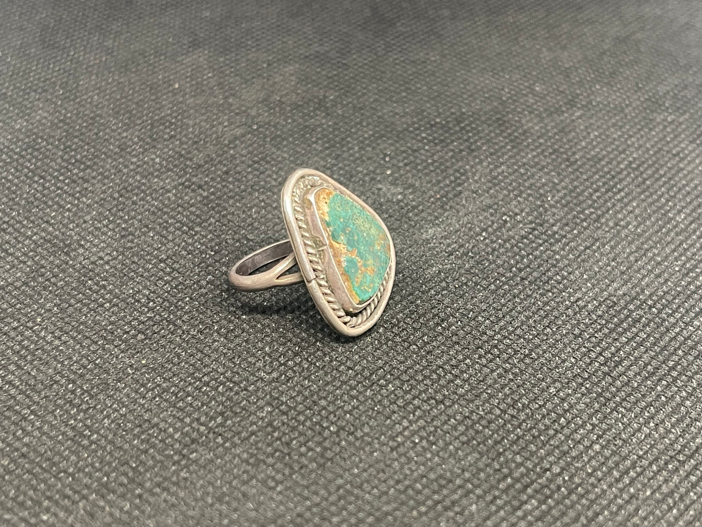 Great Navajo Dine Sterling Silver & Turquoise Fred Harvey era Ring