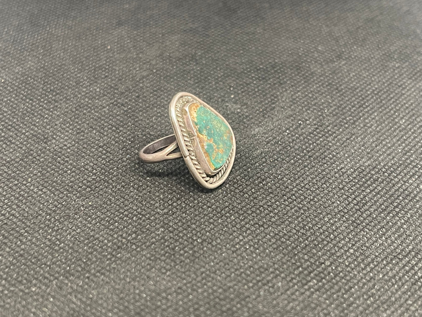 Great Navajo Dine Sterling Silver & Turquoise Fred Harvey era Ring