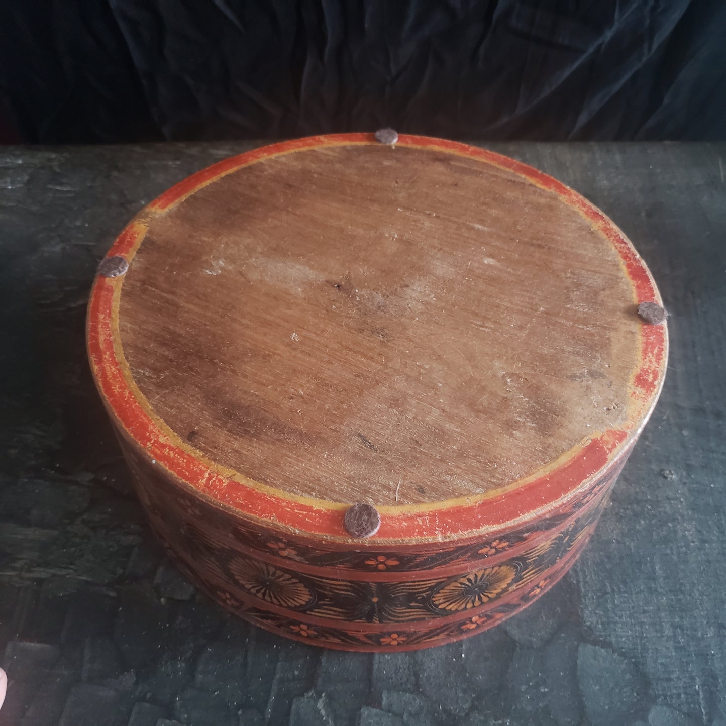 Antique Hand-Carved Solid Wood & Lacquer Spice Bowl