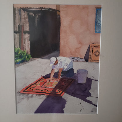 Hand Washing a Navajo Dine Rug in Taos,New Mexico