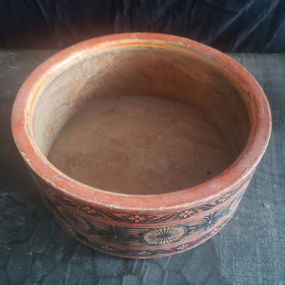 Antique Hand-Carved Solid Wood & Lacquer Spice Bowl