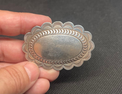 Vintage Sterling Silver Native American Pin with original hand embossed design Ex Private Collection