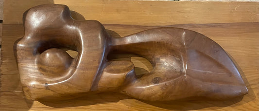 Vintage Mid-Century Rosewood Wall Sculpture of Madonna & Child,signed in the wood