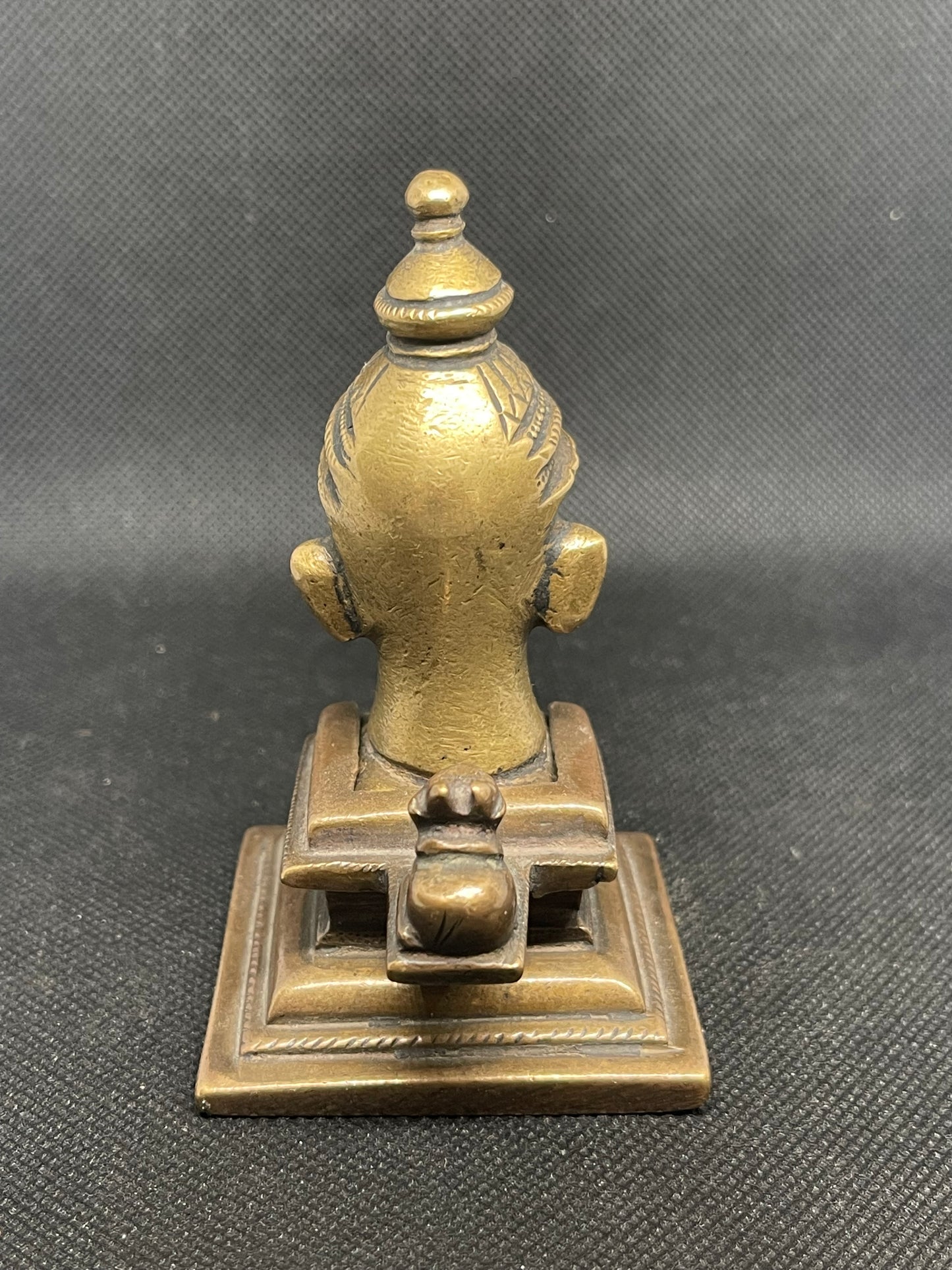 Antique heavy cast metal sculpture from India in two parts and a miniature Nandi figure