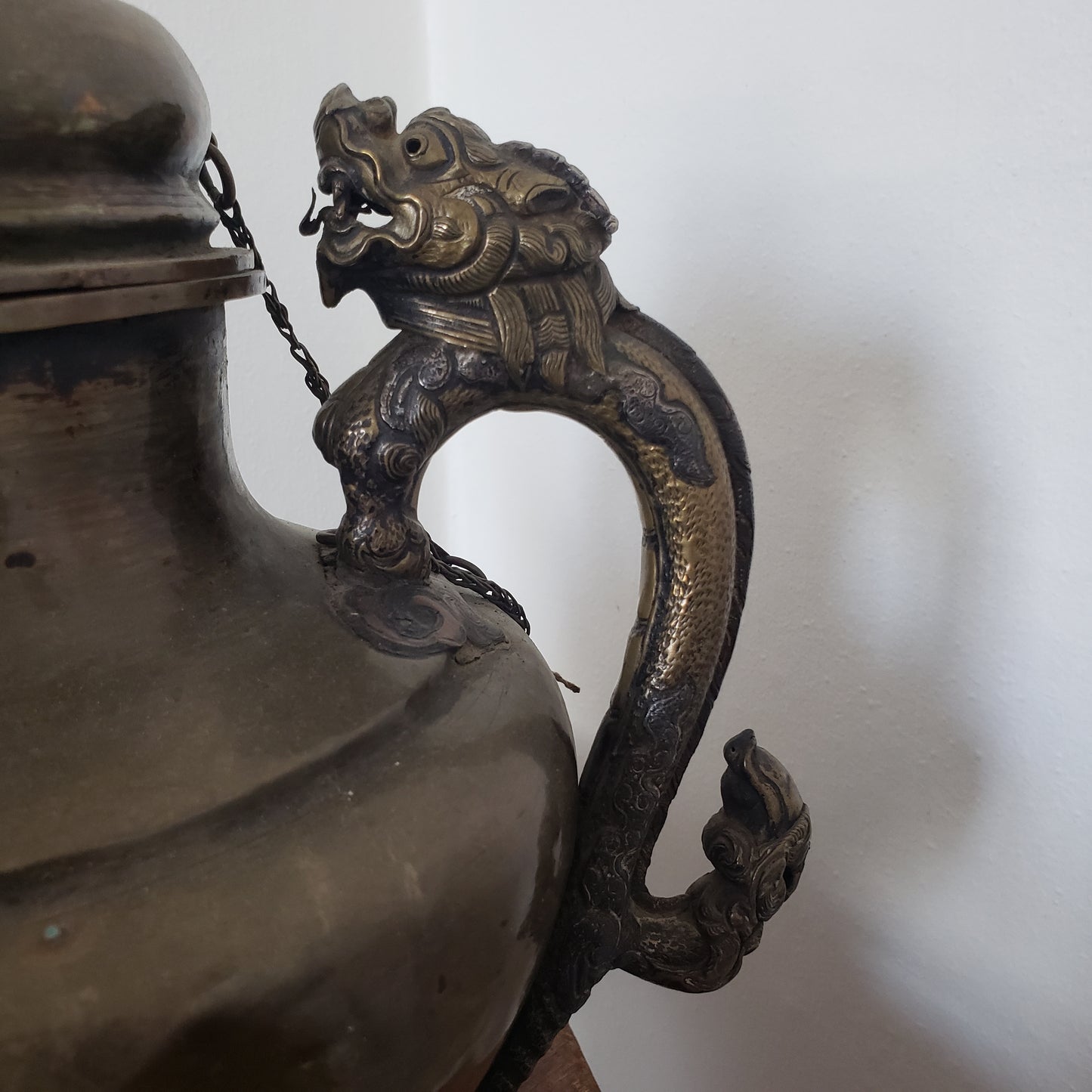 Antique Tibetan Tea-Pot with a Dragon spout and Handle