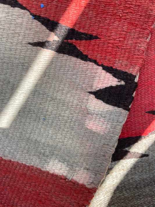 Red Color Bleed being removed on a Navajo rug