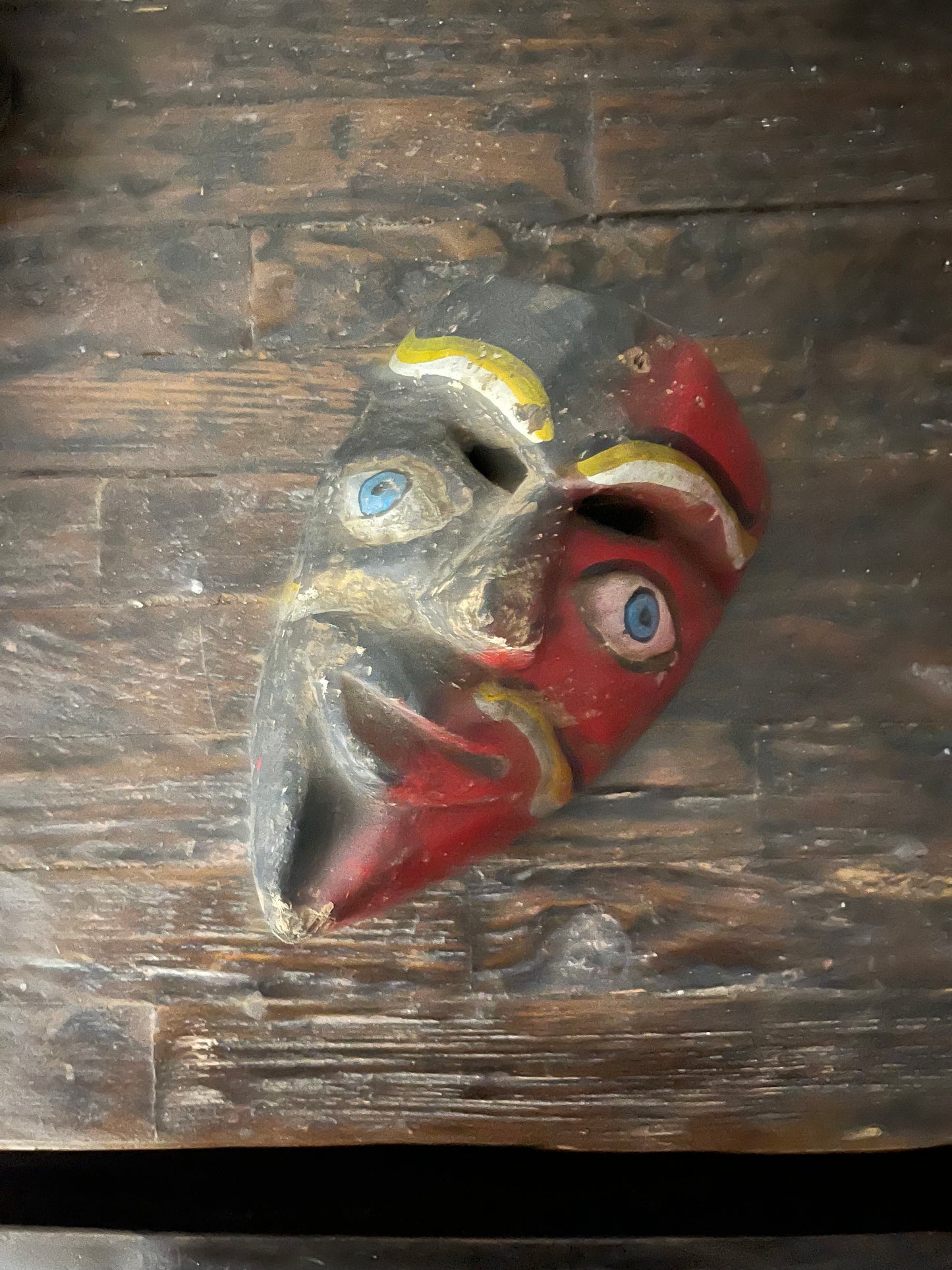 Old & Used Mexican Folk Art Payaso (Clown/Buffoon) Mask from Rural Village