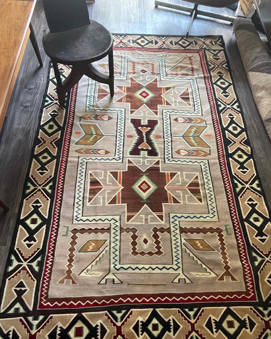 Antique Navajo Dine Tec Noh Pas Large Rug