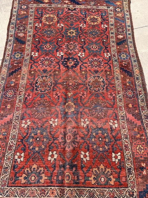 Antique Persian Bidjar with an overall Mina Khani Trellis design