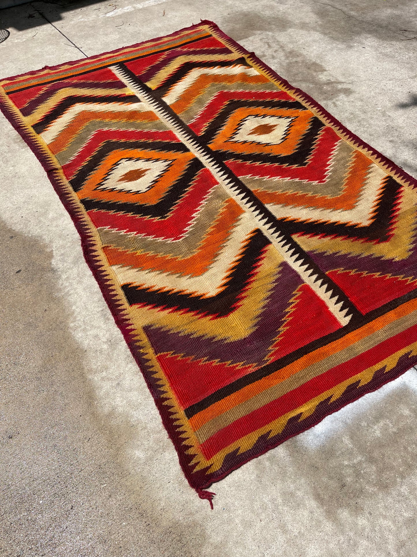 Antique Navajo Dine Transitional Eye Dazzler Rug, Circa 1885 - 1895
