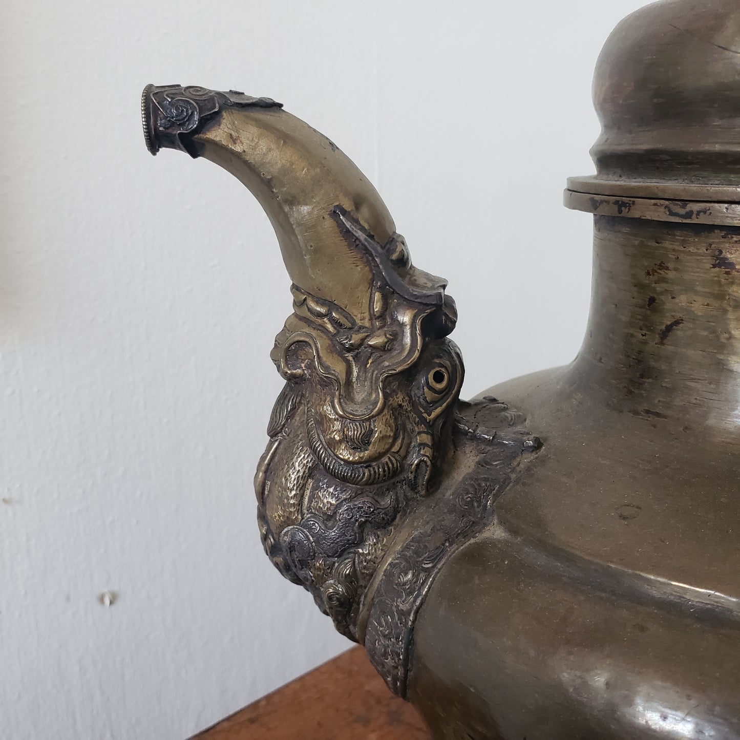 Antique Tibetan Tea-Pot with a Dragon spout and Handle