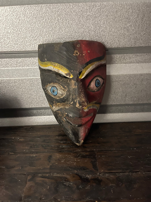 Old & Used Mexican Folk Art Payaso (Clown/Buffoon) Mask from Rural Village