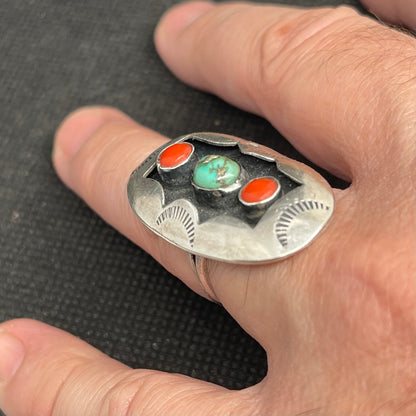 Vintage Native American Sterling Silver Shadow Box Ring,1970’s