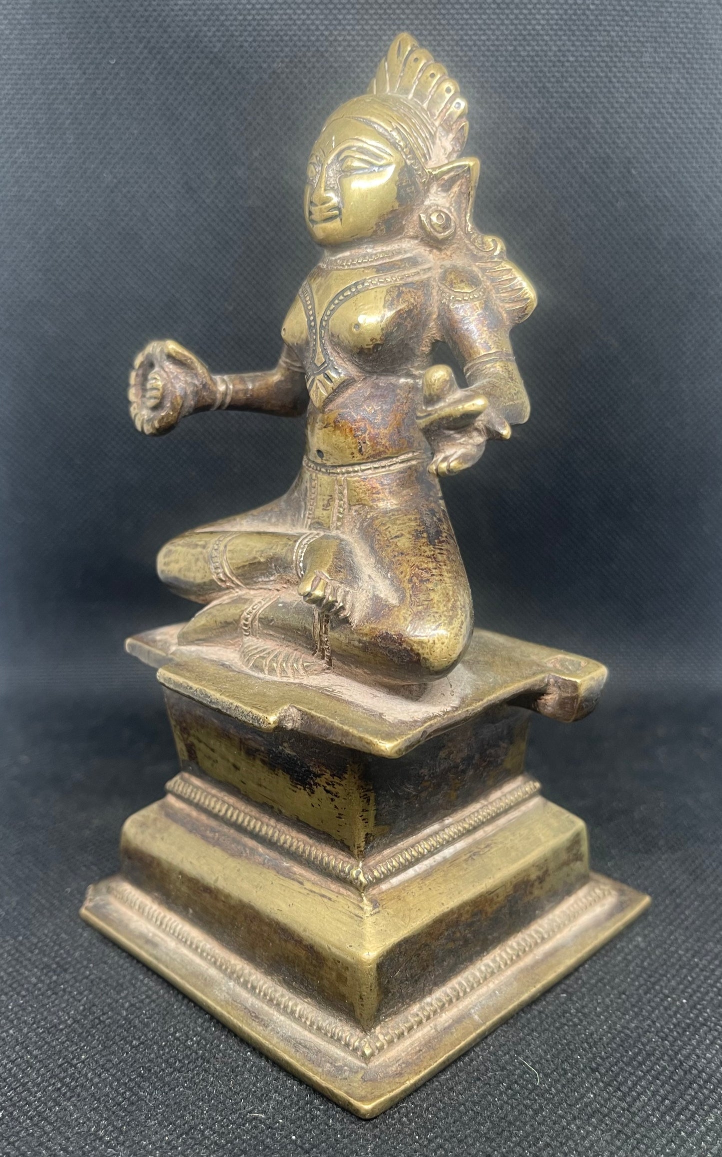 Antique Sculpture Gauri ‘The Golden zone’ & consort of Parvati on an elaborate raised base