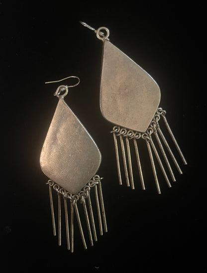 Boho Old Embroidery Large Earrings