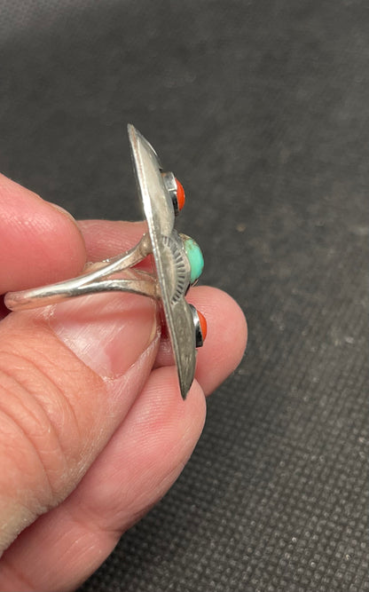 Vintage Native American Sterling Silver Shadow Box Ring,1970’s