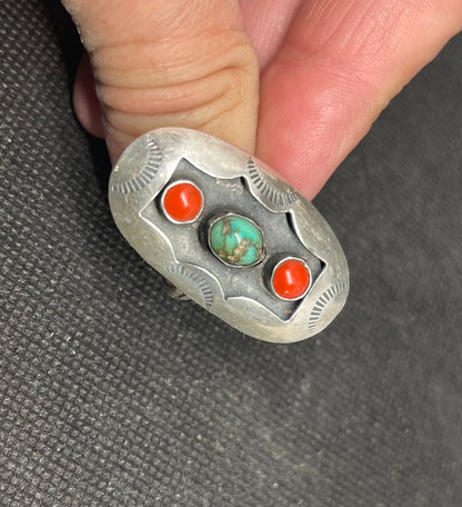 Vintage Native American Sterling Silver Shadow Box Ring,1970’s