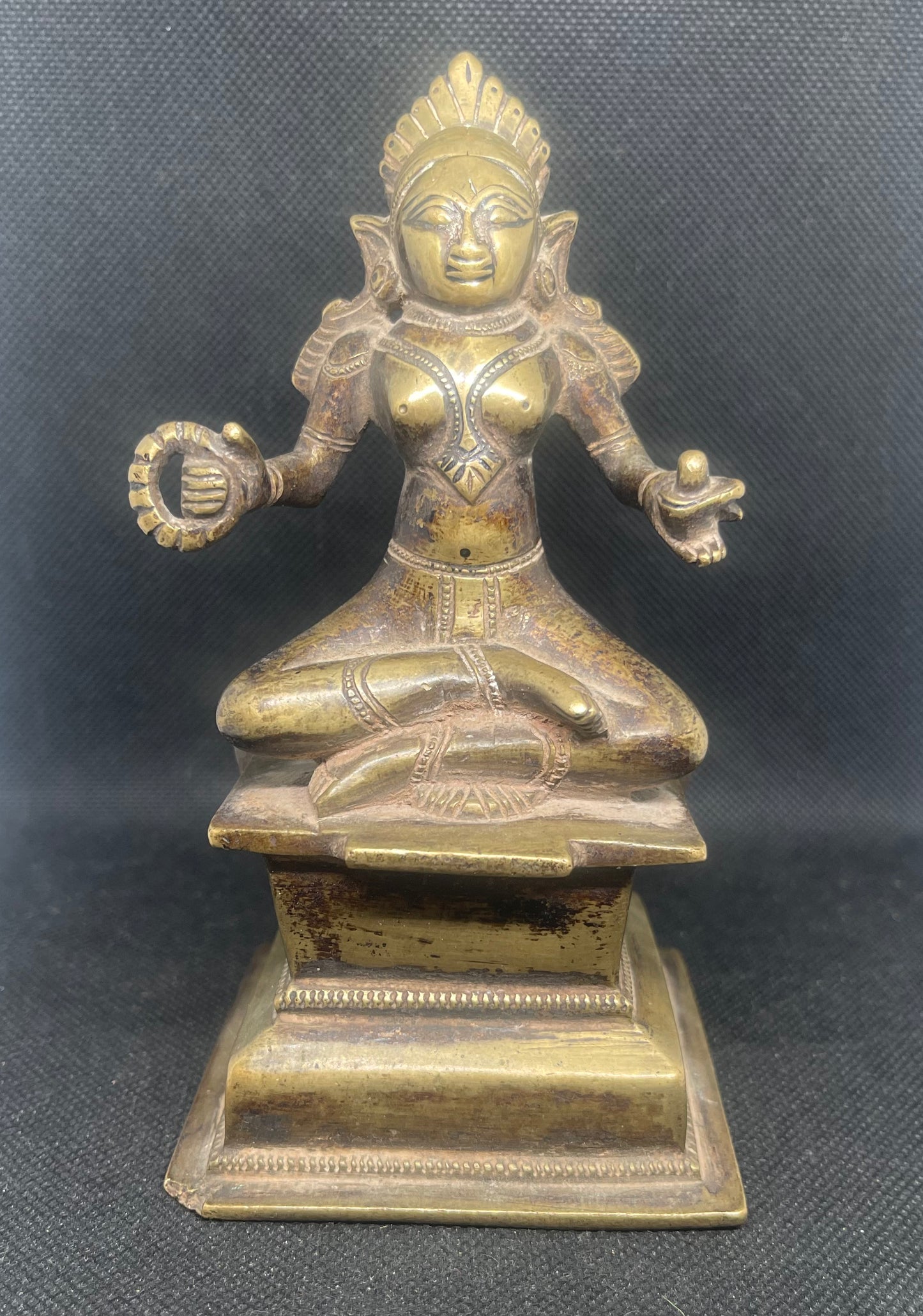 Antique Sculpture Gauri ‘The Golden zone’ & consort of Parvati on an elaborate raised base