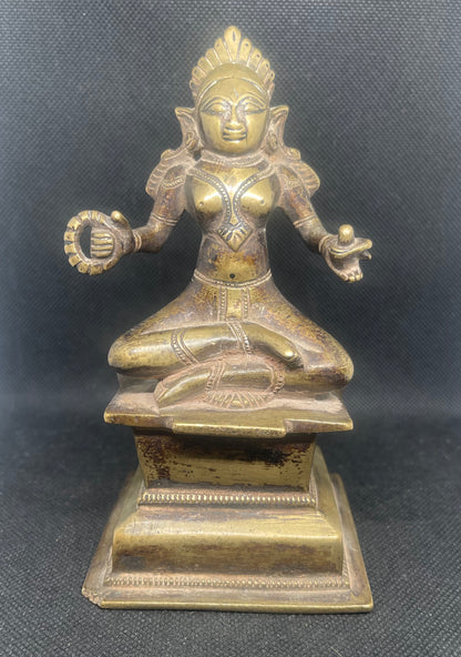Antique Sculpture Gauri ‘The Golden zone’ & consort of Parvati on an elaborate raised base