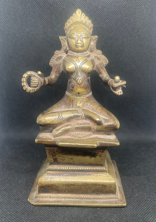 Antique Sculpture Gauri ‘The Golden zone’ & consort of Parvati on an elaborate raised base