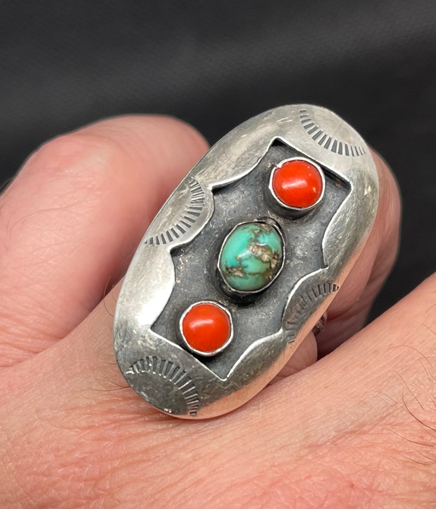 Vintage Native American Sterling Silver Shadow Box Ring,1970’s