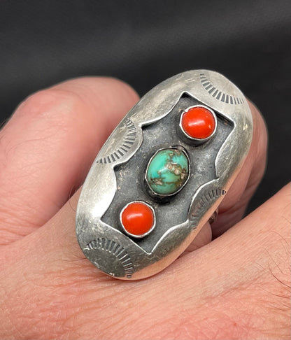 Vintage Native American Sterling Silver Shadow Box Ring,1970’s