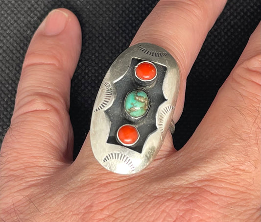 Vintage Native American Sterling Silver Shadow Box Ring,1970’s