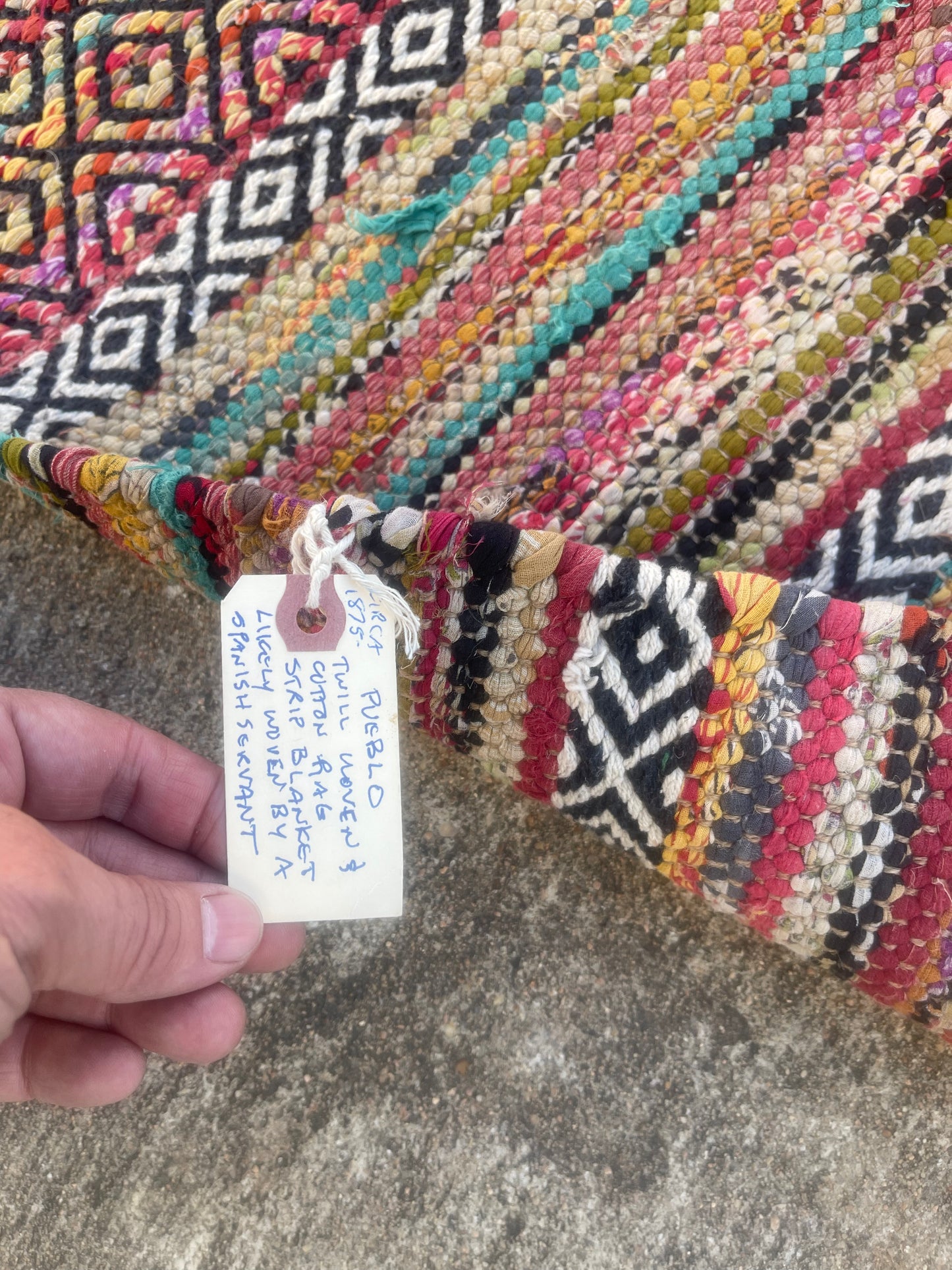 Antique Native American Rare Pueblo Servants Rug Circa 1875